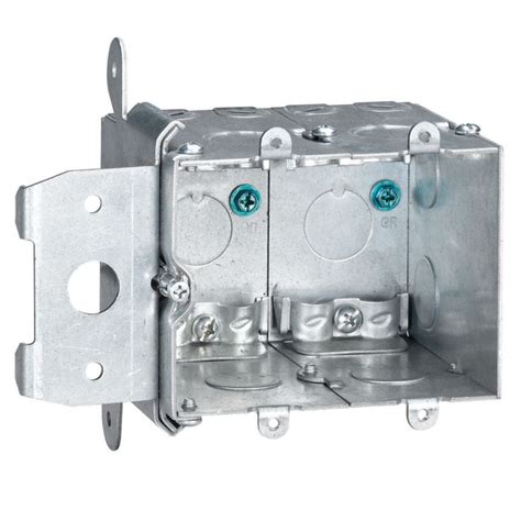 electric outlet box metal 2 gang stud|screwing electrical box into stud.